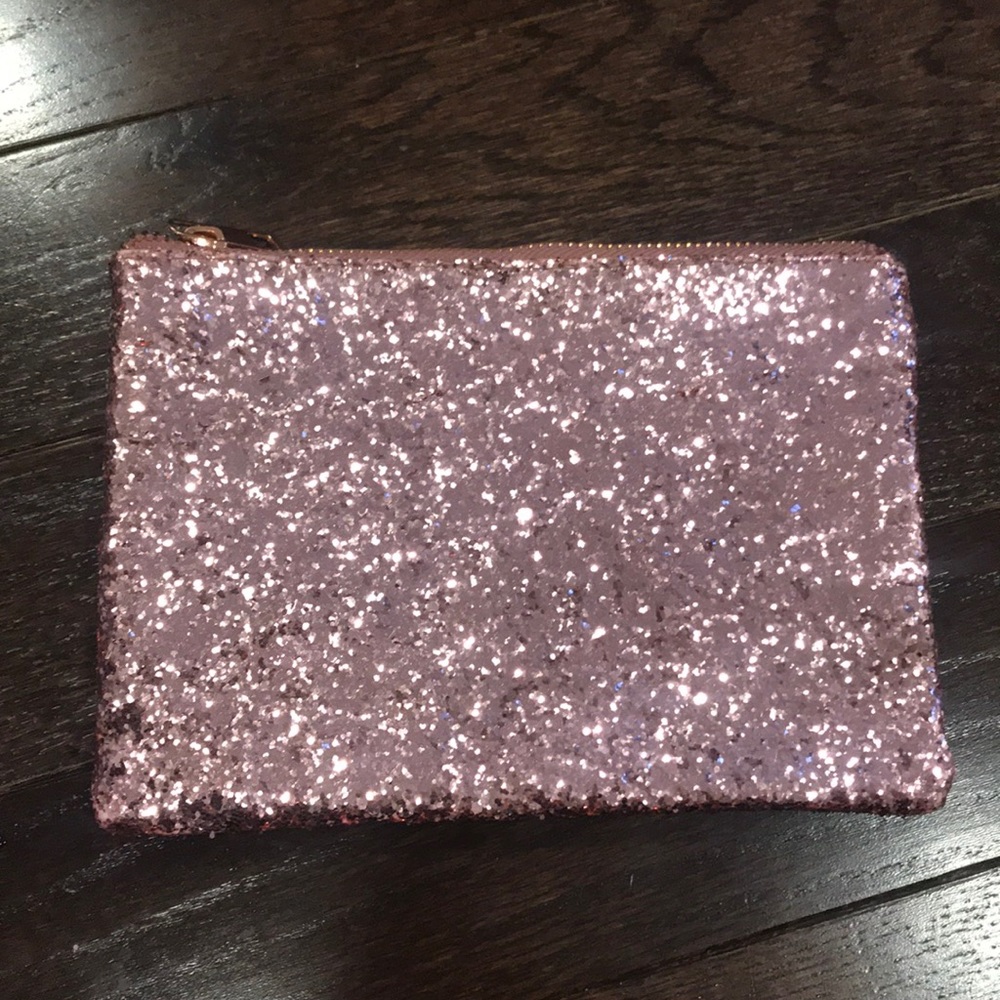 Rose gold glitter pouch